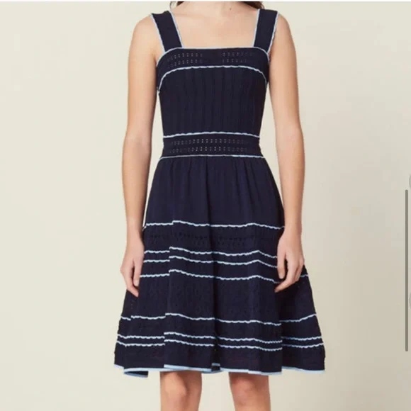 Sandro Pointelle knit dress with straps